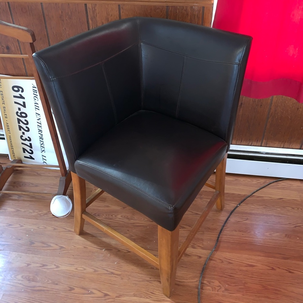 2-back dark brown leather high bar chair